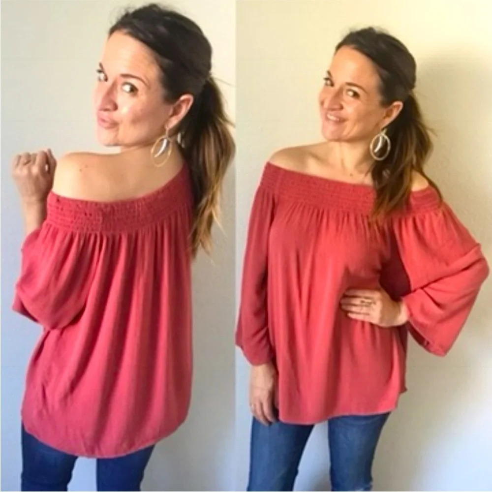 NWT Lovestitch Off Shoulder Burnt Orange Top Blouse, Medium